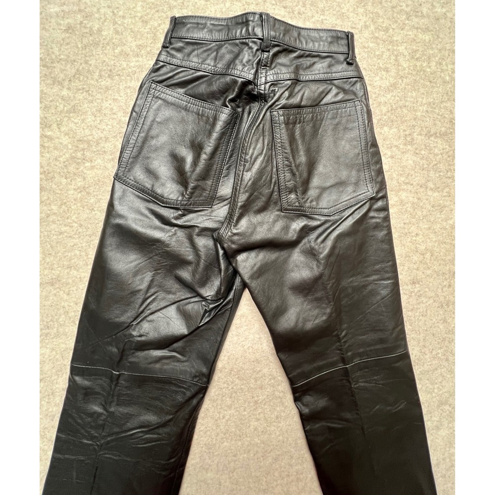 Amati Black VTG Genuine Leather Pants High Waist Straight‎ Leg Argentina Size 3 - Picture 9 of 9